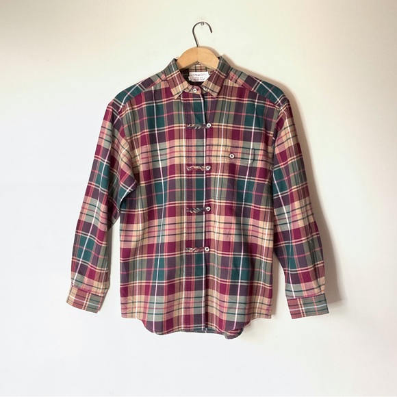 Susan Bristol Vintage Cotton Plaid Button Down Shirt Size 8 - Picture 2 of 7